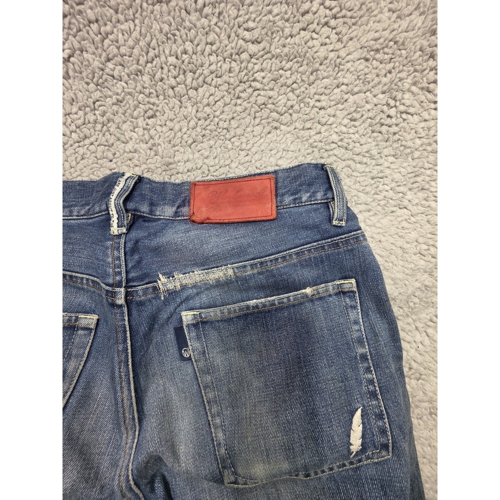 WODEN Selvedge Denim Jeans Womens Sz 0 Blue Straight‎ Leg Redline Button - Picture 7 of 13